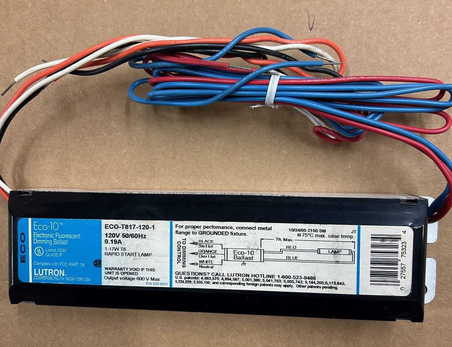 Lutron Ballast FDB-3627-120-1 compact fluorescent lighting ballast with thermal and overload protection