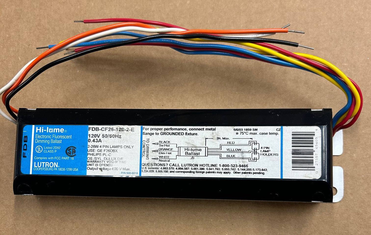 Lutron Ballast FDB-CF26-120-2-E with free USA shipping