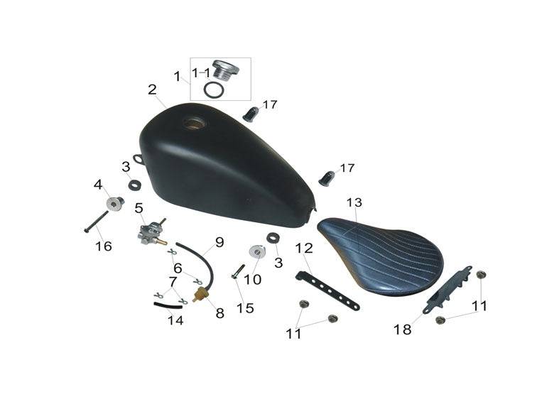Fuel Tank (Evap) Gloss Black and Matte Black (Free Shipping in USA, located in USA)