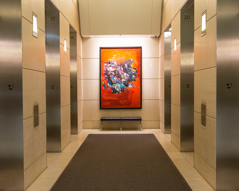 Reflex Recessed Indirect LED Wall Light Shown in Commercial Elevator Lobby